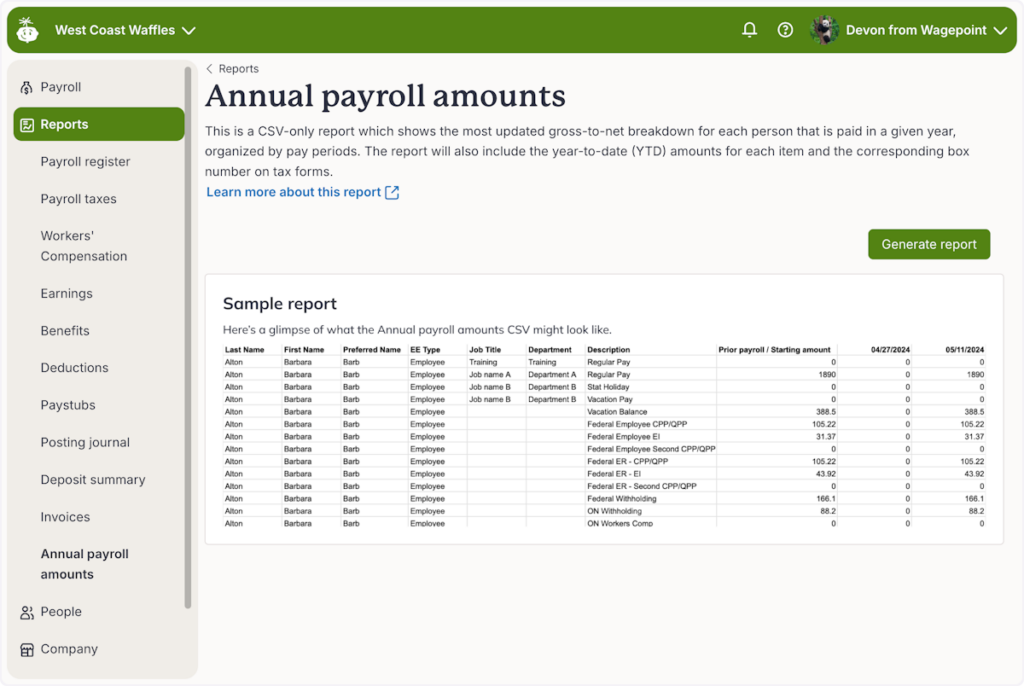 Wagepoint comprehensive reporting provides real-time visibility across all client accounts, making it easy to spot issues before they become problems.