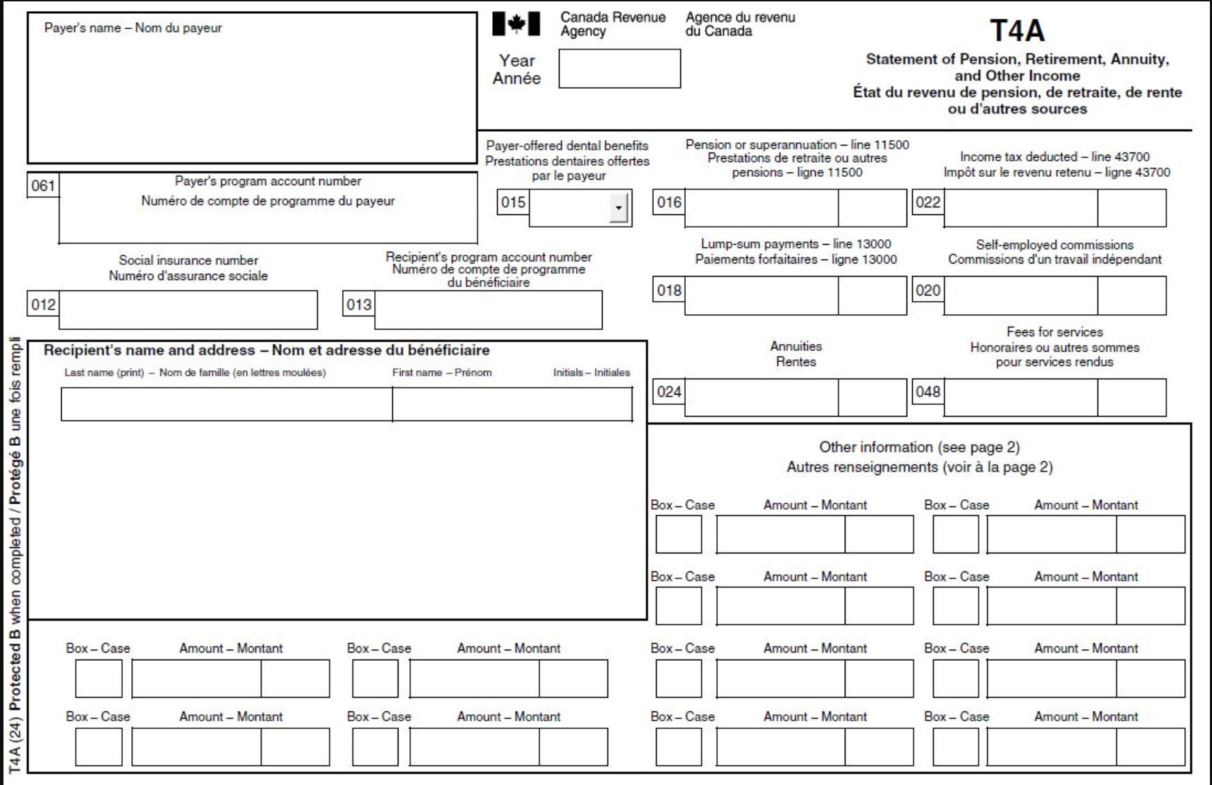 Sample of the T4A slip