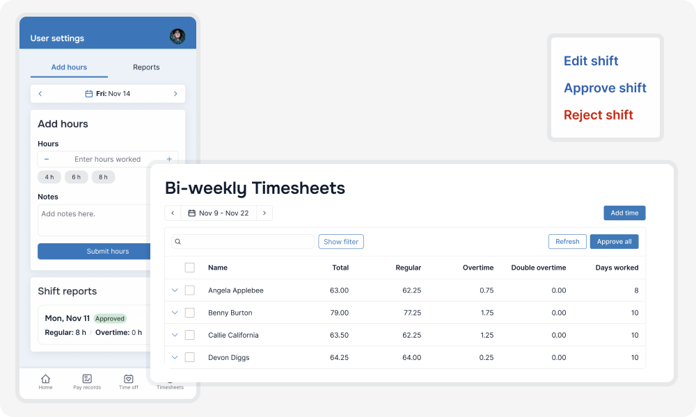 payroll timesheets Canada