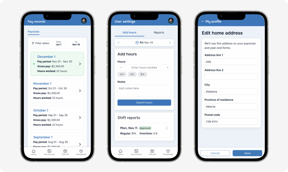 payroll timesheets Canada