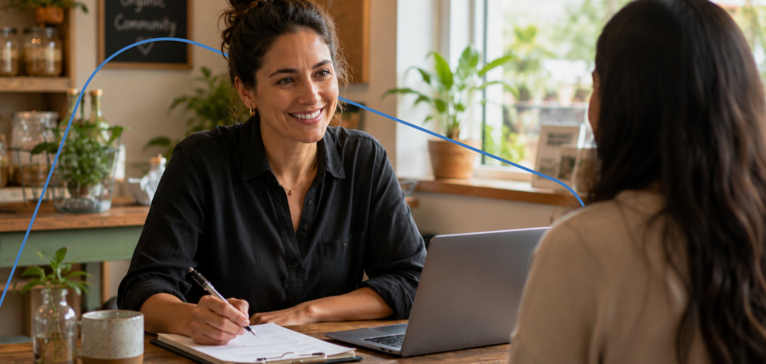 Small business owner interviewing candidate